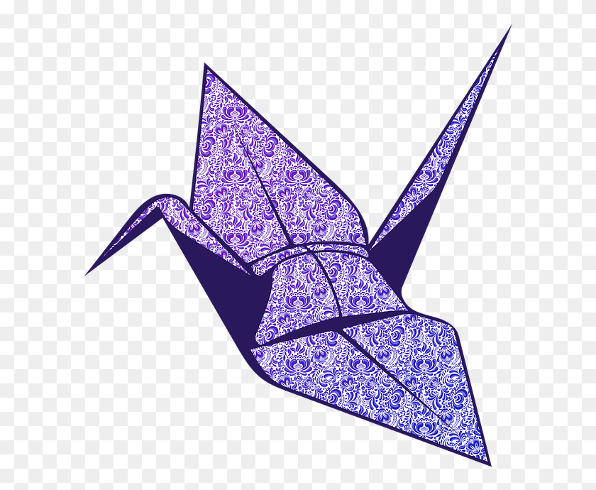 608x630 Crane Origami Blue Paper Bird Symbol Decoration Descargar Hd Png