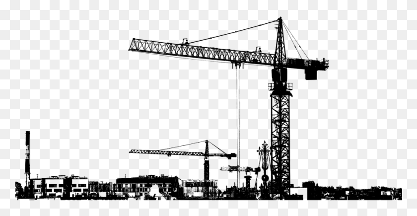 961x463 Descargar Png Cranes Cityscape Silhouette City Grúa Industrial, Grey, World Of Warcraft Hd Png