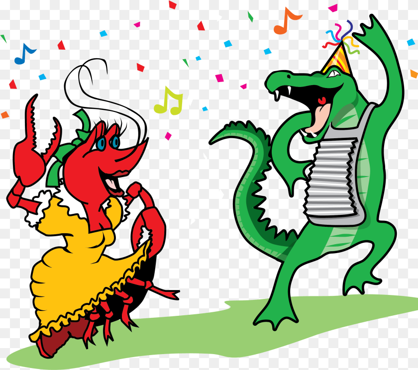 2445x2165 Crawfish And Alligator Dancing Vector Clip Art, Baby, Person, Dragon, Face Sticker PNG