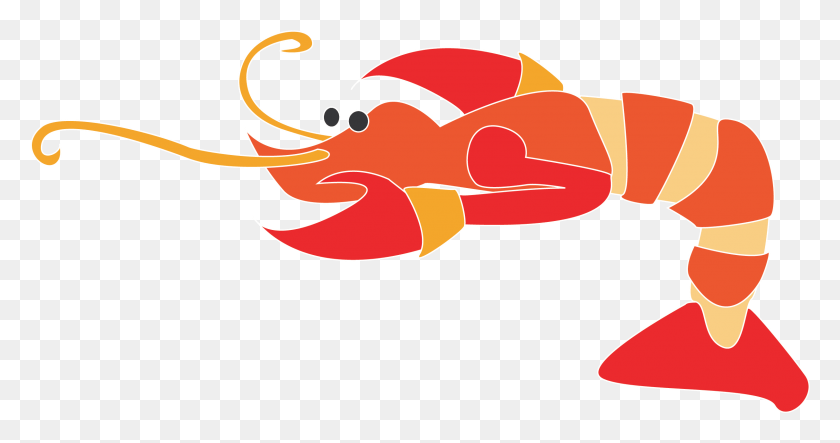 2428x1195 Crawfish Free Vector Clip Art Shrimp Clipart Transparent Background, Animal, Sea Life, Food HD PNG Download