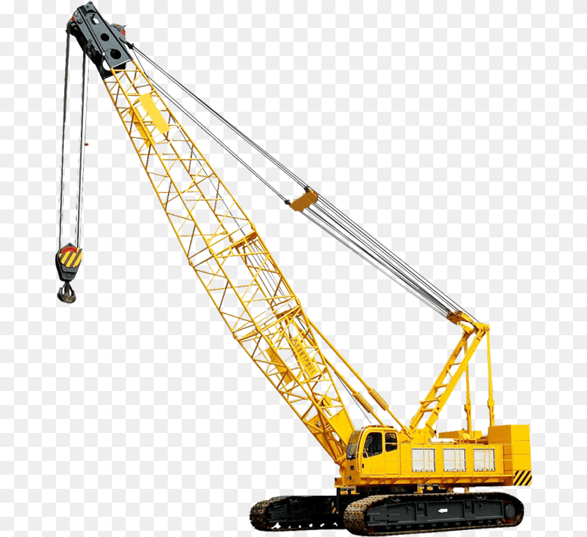 Crawler Crane Crane At Construction Site, Construction Crane, Bulldozer, Machine Transparent PNG
