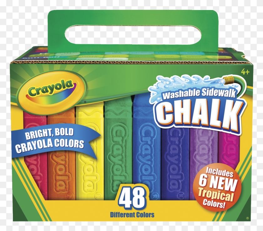 1197x1040 Crayola Non Toxic Washable Sidewalk Chalk 4 18 L Crayola Sidewalk Chalk, Box, Carton, Cardboard HD PNG Download