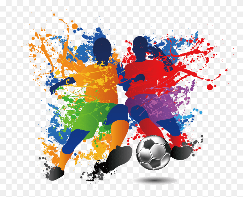 1076x862 Crazy Coated Color Football Illustration Player Futsal Splatter, Graphics, Soccer Ball HD PNG Download