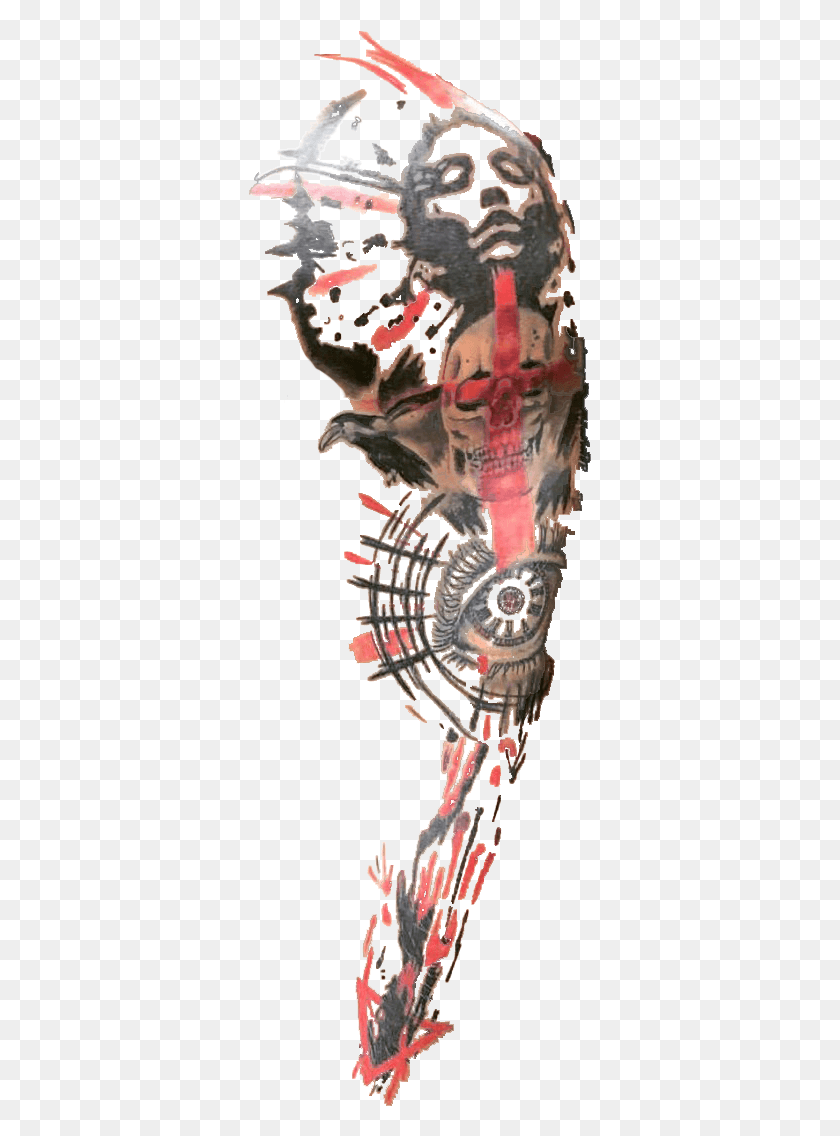 343x1076 Crazzy Steve Arm Tattoo Visual Arts, Poster, Advertisement HD PNG Download