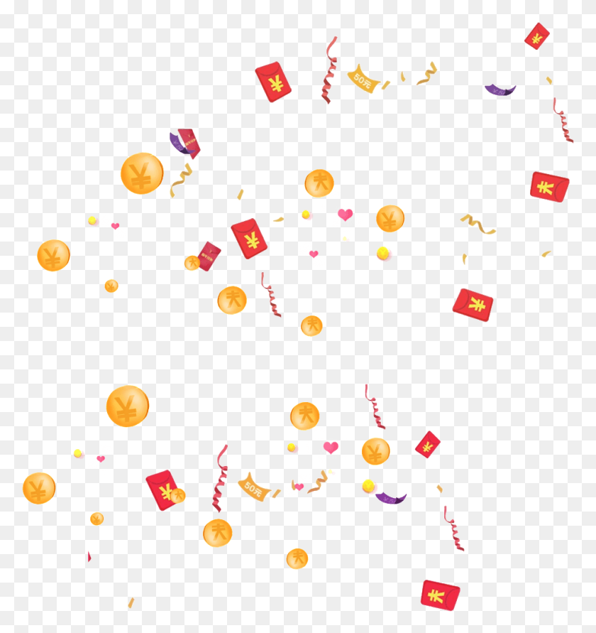 954x1017 Creative Red Envelope Animation Transparent Decorative, Paper, Confetti HD PNG Download