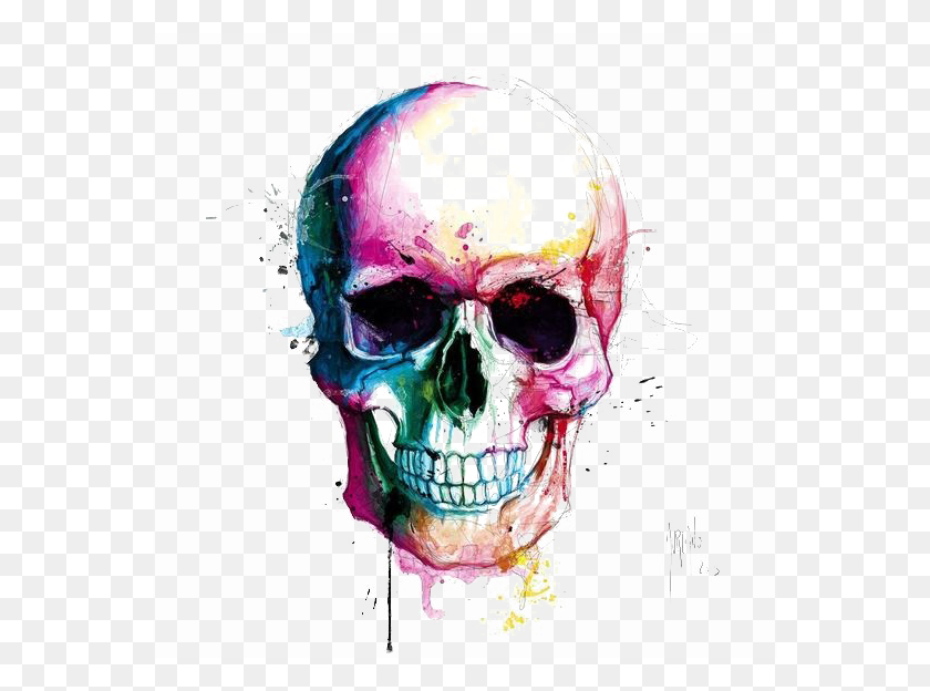 564x564 Creative Skull Transparent Image Colorful Skull Painting, Helmet, Clothing, Apparel Descargar Hd Png