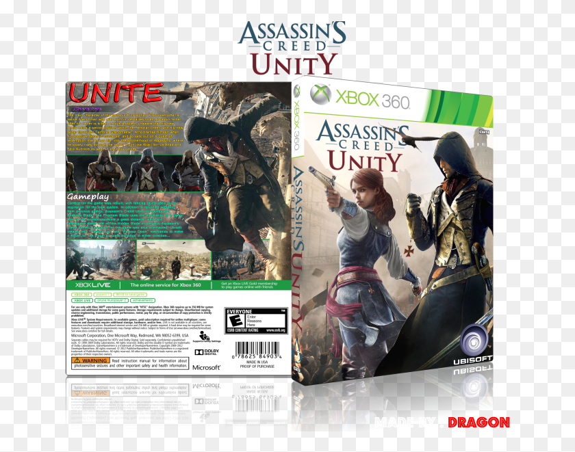 651x601 Creed Unity Box Art Cover Assassin Unity Xbox, Человек, Человек, Плакат Hd Png Скачать