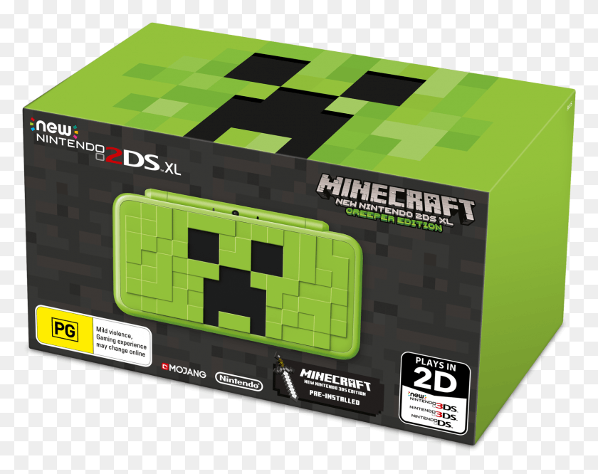 1594x1240 Creeper Edition Distinctively Decked Out With A Creeper Nintendo 2ds Xl Minecraft, Scoreboard, Word, Digital Clock HD PNG Download