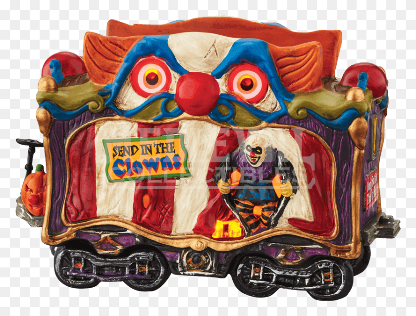 833x618 Creepy Clown Car Dept 56 Halloween Clown Train, Birthday Cake, Cake, Dessert HD PNG Download