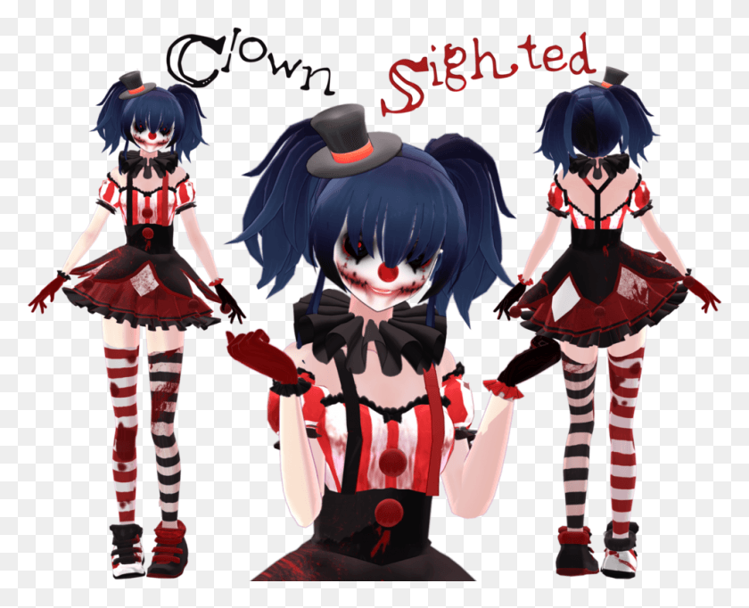 984x785 Creepy Clown Face Mmd Clown, Comics, Book, Manga HD PNG Download