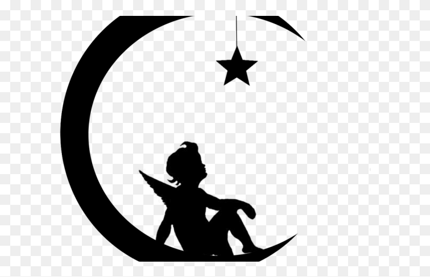 608x481 Crescent Clipart Moon Silhouette Moon And Star Silhouette, Gray, World Of Warcraft HD PNG Download