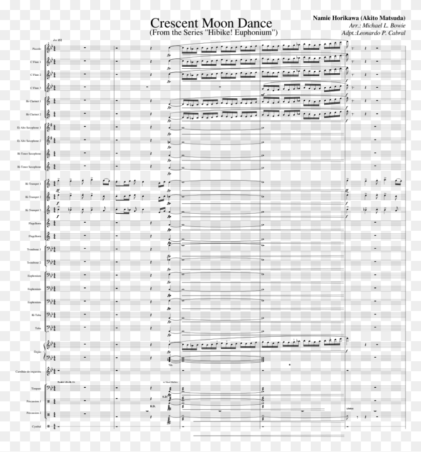 947x1022 Crescent Moon Dance Sheet Music Composed By Namie Horikawa Crescent Moon Dance Euphonium Music Sheet, Gray, World Of Warcraft HD PNG Download