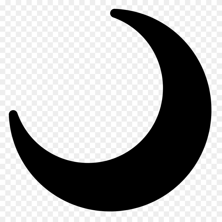 Crescent Moon Filled Icon, Gray Sticker PNG