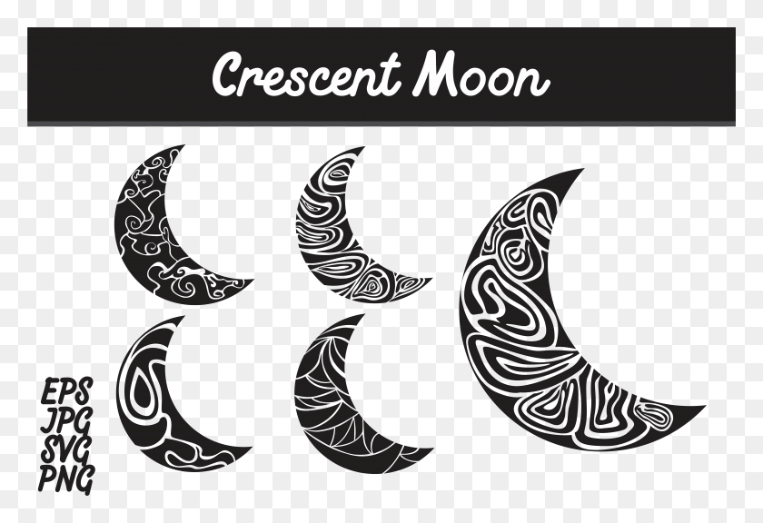 7515x4974 Crescent Moon Set Svg Vector Image Bunlde Graphic By Batik Mega Mendung Vector, Text, Symbol, Label HD PNG Download
