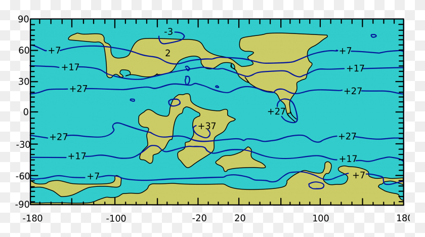 1999x1046 Cretacico Isotermas Y Mapamundi Mapamundi De Isotermas, Вода, Море, На Открытом Воздухе Hd Png Скачать
