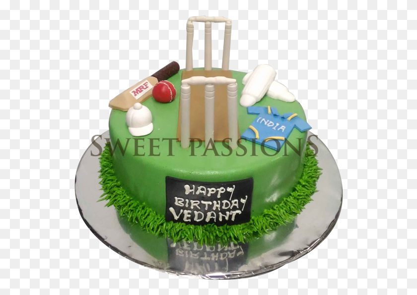 542x533 Cricket Cake Theme Cake With Name Vedant, Birthday Cake, Dessert, Food HD PNG Download