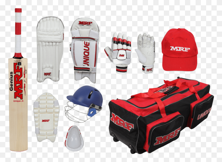 861x614 Cricket Kit Bag Image Background Cricket Kit Of Mrf, Clothing, Apparel, Helmet HD PNG Download