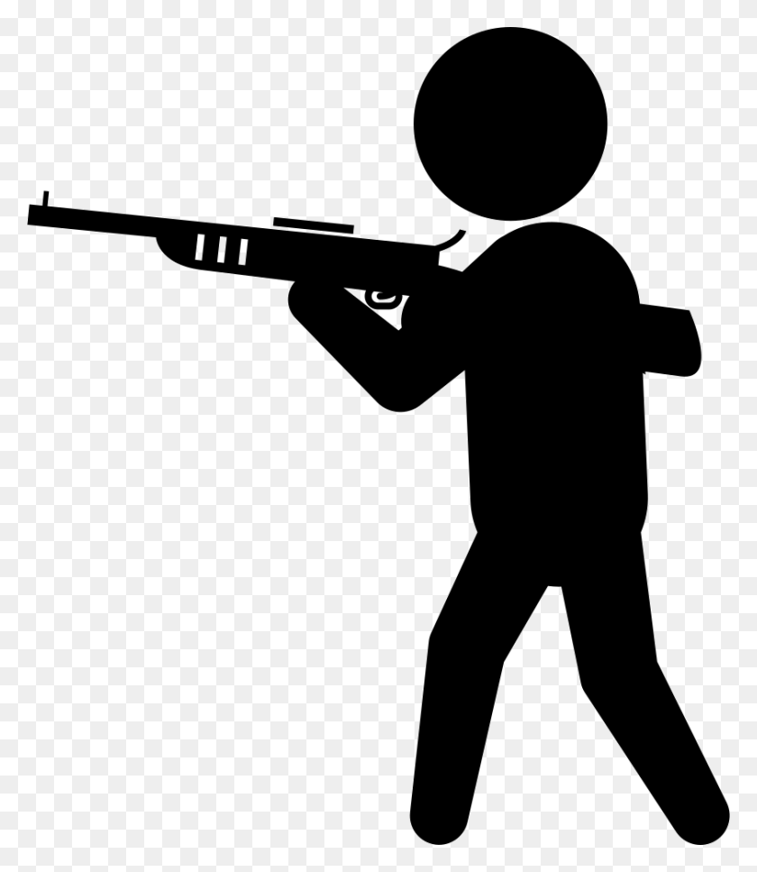 842x980 Criminal With Big Gun Silhouette Comments Stickman Holding A Gun, Person, Human, Photography HD PNG Download