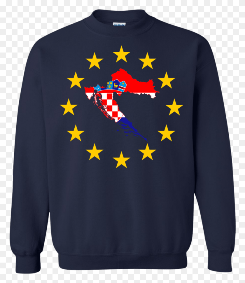 870x1015 Croatia Map Inside European Union Eu Flag T Shirt European Union Eu Logo, Sleeve, Clothing, Apparel HD PNG Download
