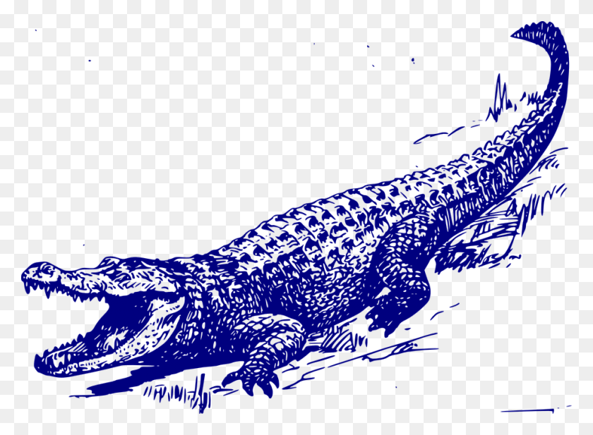 960x686 Crocodile Clipart Purple Black And White Alligators, Reptile, Animal, Alligator HD PNG Download