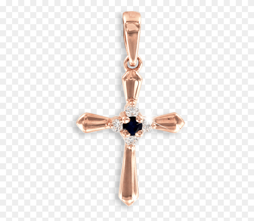 386x671 Cross From Red Gold Of 585 Assay Value With Diamond Locket, Symbol, Pendant, Crucifix HD PNG Download