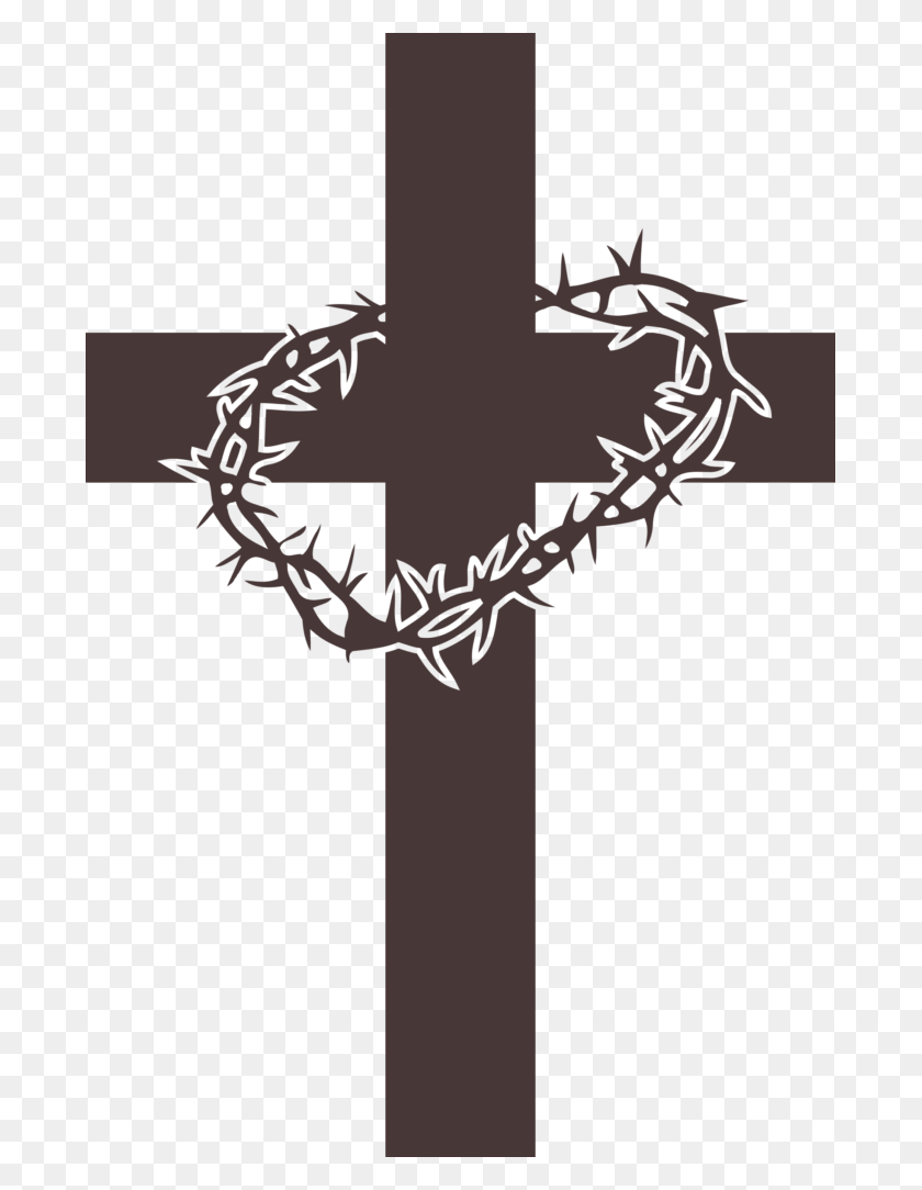 683x1024 Cross With Crown Of Thorns Clipart, Symbol, Crucifix, Emblem HD PNG Download