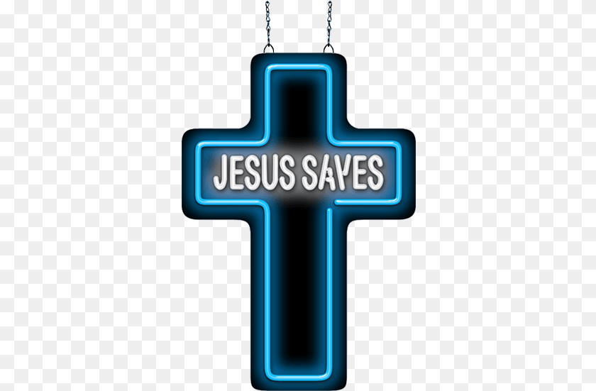 331x551 Cross With Jesus Saves Neon Sign Cross, Symbol Sticker PNG