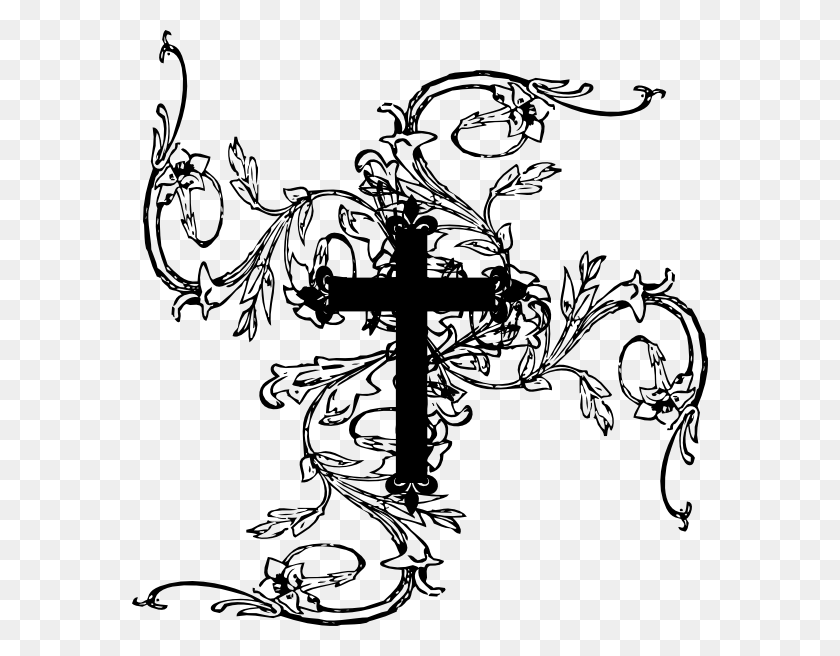 576x596 Cross With Vines Clipart Cross With Vines Tattoo, Graphics, Floral Design HD PNG Download