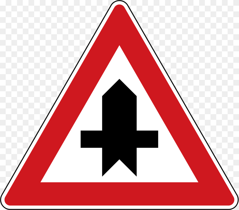 1920x1683 Crossroads With A Minor Road Sign In Czech Republic Clipart, Symbol, Road Sign PNG