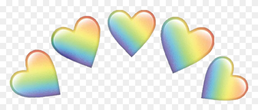 1838x706 Crown Emoji Heart Rainbow Emojis Crown Emoji Hearts Rainbow Heart Emoji Transparent, Cushion, Food HD PNG Download