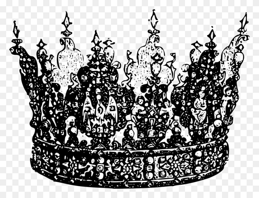 960x714 Корона Драгоценностей Король Богато Украшенная Королева Случайный Значок Идеи Корона Корона Прозрачный Черный И Белый, Серый, Мир Варкрафта Png Скачать