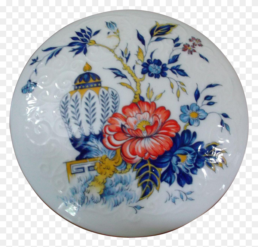 1320x1260 Crown Staffordshire Penang Vanity Trinket Box Fina Porcelana Azul Y Blanca, Cerámica, Plato Hd Png