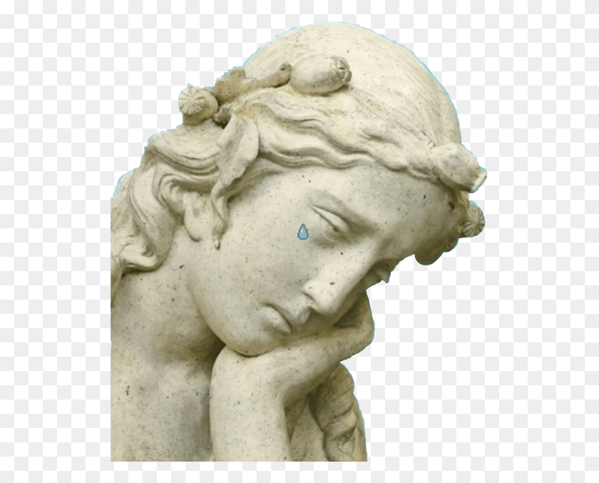 529x617 Cry Tumblr Aesthetic Art Statue Freetoedit Anxiety Ancient, Sculpture, Head HD PNG Download
