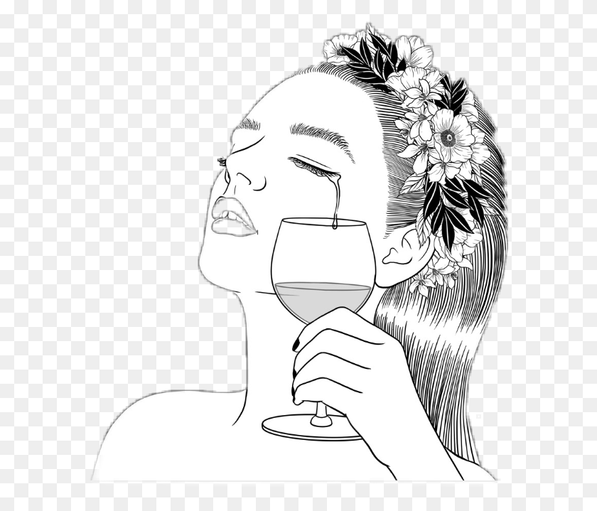 591x659 Crying Cry Cristal Woman Flower Illustration Gif Schwarz Wei, Person, Human HD PNG Download
