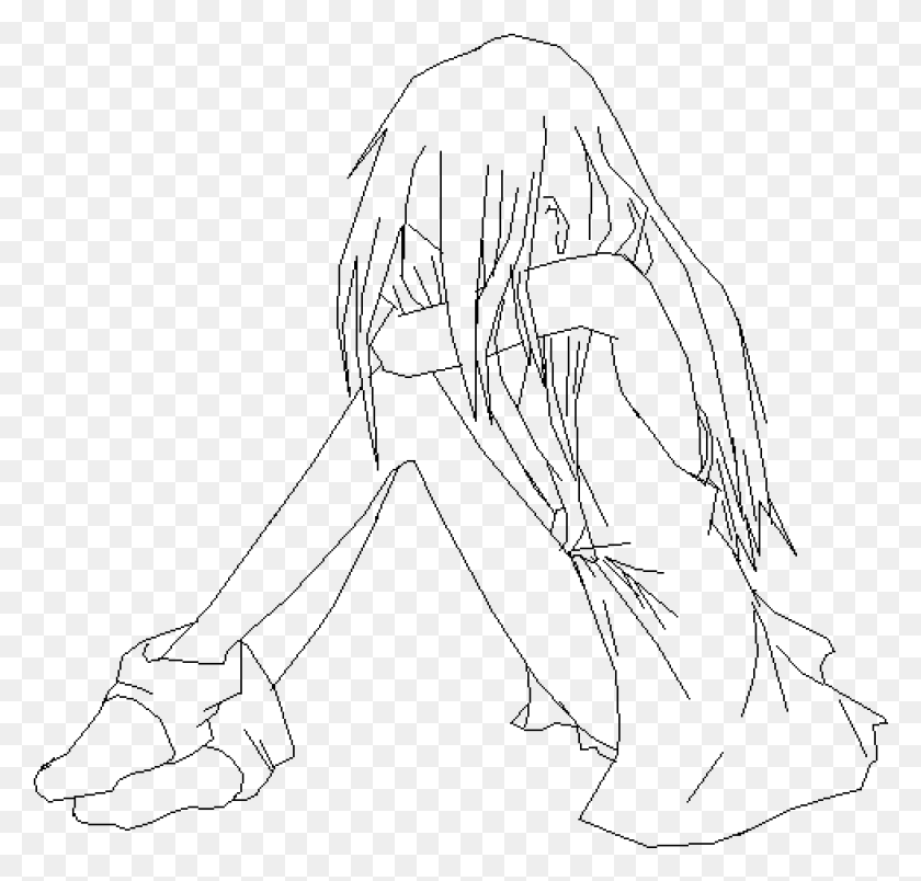 977x933 Crying Girl Base Line Art, Gray, World Of Warcraft HD PNG Download