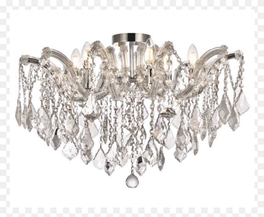 Crystal Ceiling Mount Chandelier, Lamp, Ceiling Light, Light Fixture HD PNG Download