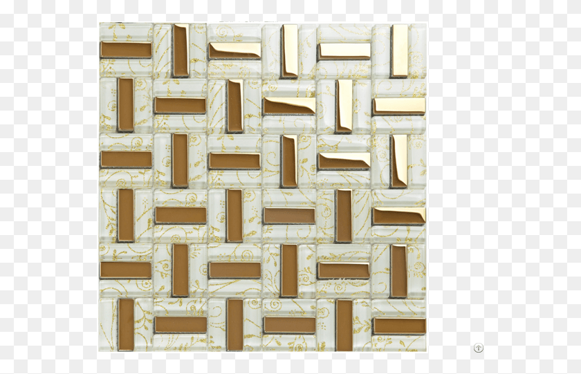 561x481 Crystal Glass Tiles Gold Plated Tile Kitchen Wall Backsplash Tiles Gold White, Pattern, Floor, Woven HD PNG Download