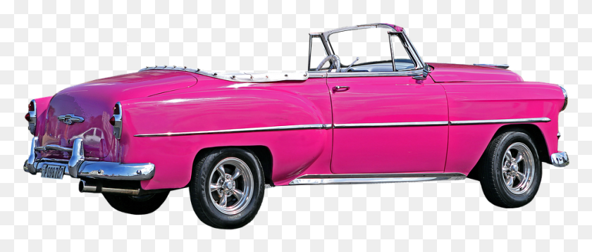 945x362 Cuba Havana Car La Bella Americana Almendron Pink Pink Car Transparent, Vehicle, Transportation, Automobile HD PNG Download