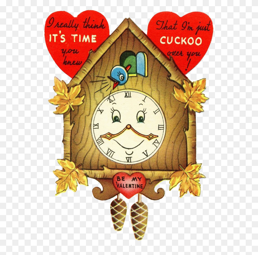 555x770 Cuckoo Over You Valentine Images Vintage Valentine Gif De Buena Tarde, Analog Clock, Clock, Clock Tower HD PNG Download