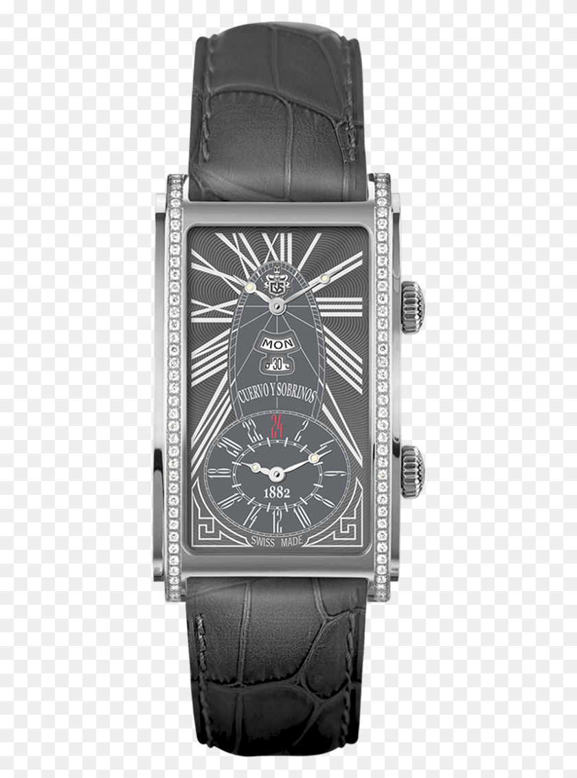 400x1072 Cuervo Y Sobrinos Dual Time Diamonds Watch, Clock Tower, Tower, Architecture HD PNG Download