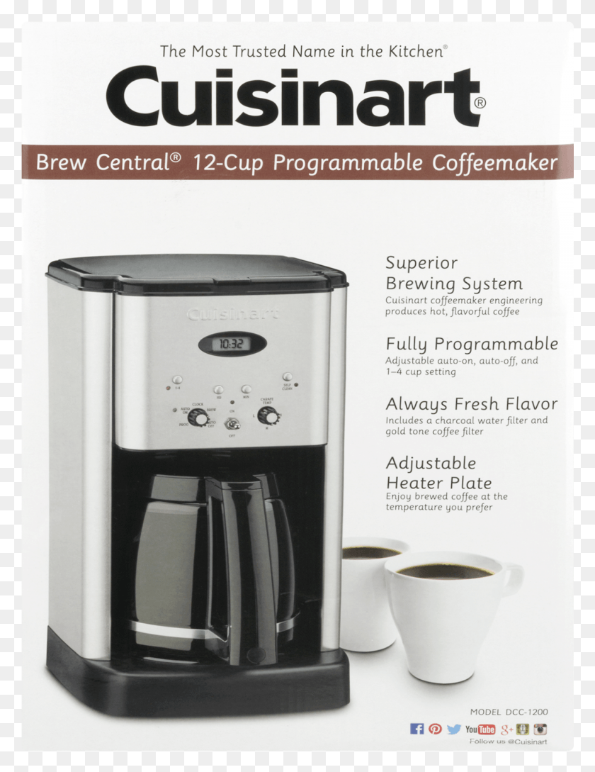 1365x1801 Cuisinart Brew Central 12 Cup Programmable Coffeemaker Cuisinart Dcc 1200 Brew Central Coffee Maker, Appliance, Mixer, Paper HD PNG Download