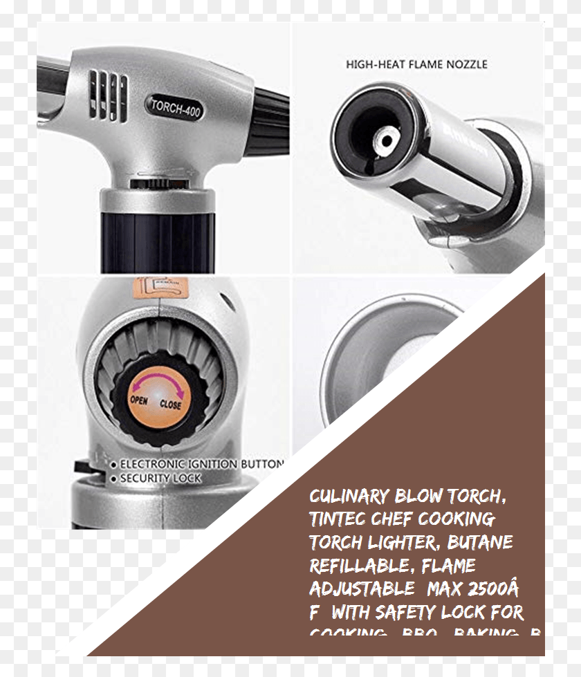 736x919 Culinary Blow Torch Tintec Chef Cooking Torch Lighter Angle Grinder, Blow Dryer, Dryer, Appliance HD PNG Download