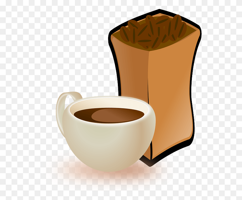 560x633 Cup Coffee Coffee Beans Food Drink Beverage Aroma Coffee Beans Clip Art, Coffee Cup, Espresso, Pottery HD PNG Download