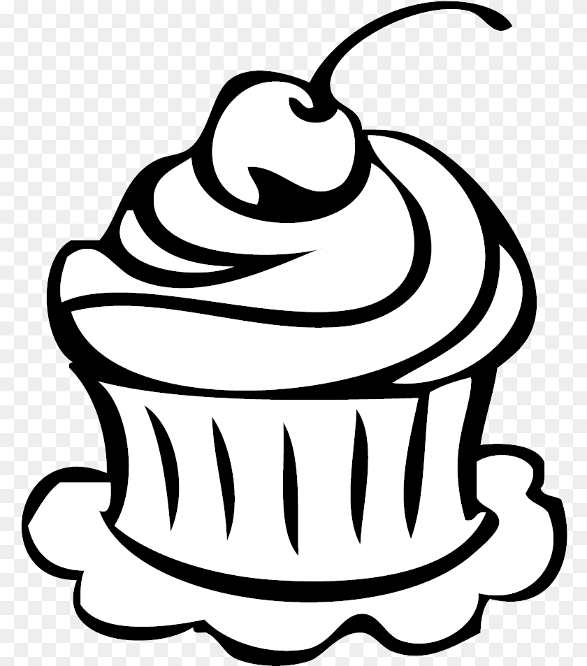 783x953 Cupcake Black And White Drawing Clipart Coloring Pages Of Cupcakes, Dessert, Cake, Cream, Food Sticker PNG