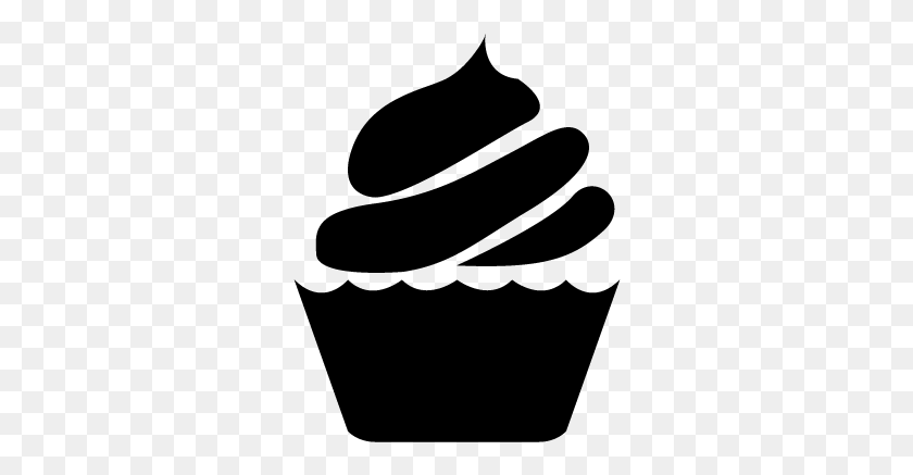 302x377 Cupcake Frosting Amp Icing Birthday Cake Cream Muffin Cupcakes Vector Black And White, Gray, World Of Warcraft HD PNG Download