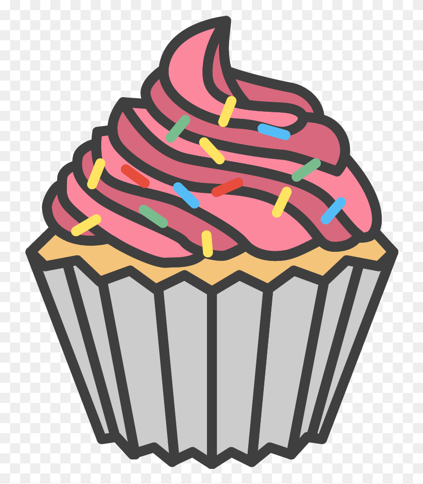 742x901 Cupcake Pink Frosting, Cream, Cake, Dessert HD PNG Download