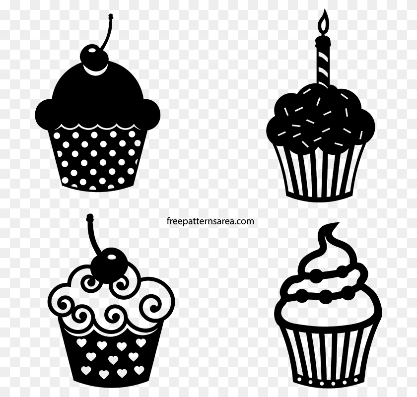 Cupcake Vector For Silhouette Printer Cutter Machines Cricut, Stencil, Electronics, Hardware Sticker PNG