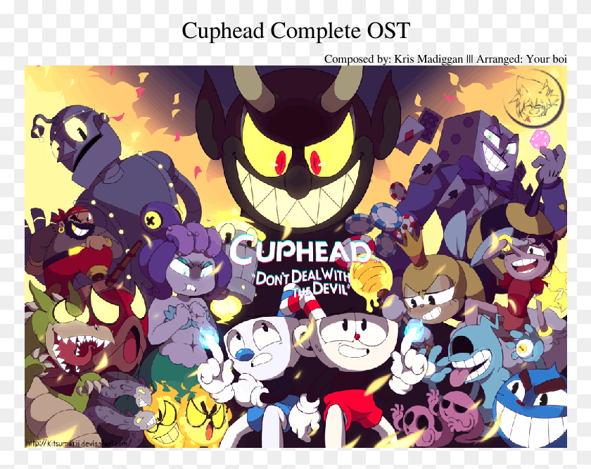 772x606 Cuphead Complete Ost Sheet Music For Baritone Saxophone Cuphead Dont Deal With The Devil, Label, Text, Sticker HD PNG Download