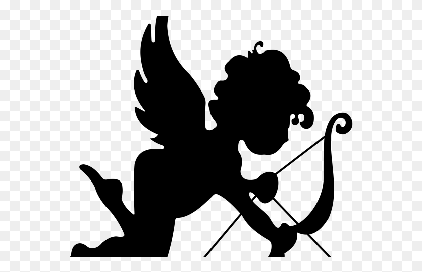 564x481 Cupid Clipart Silhouette Valentines Day Art Gifts, Nature, Outdoors, Night HD PNG Download