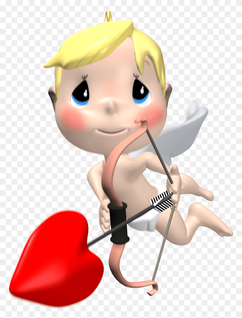 851x1139 Cupid Flying Kiss Animated Gif, Doll, Toy HD PNG Download